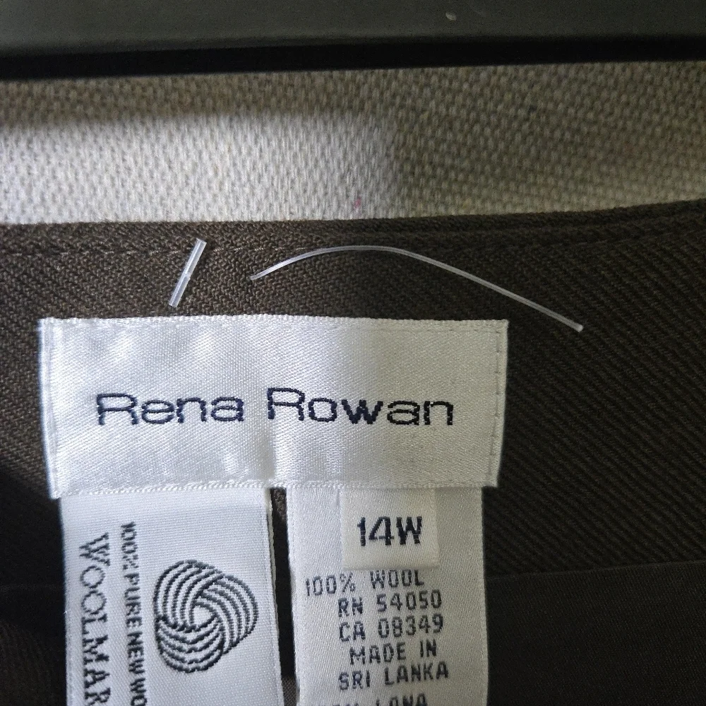 Rena Rowan Wool Wrap Green Brown Pencil Skirt with Fringe Elastic @ Waist